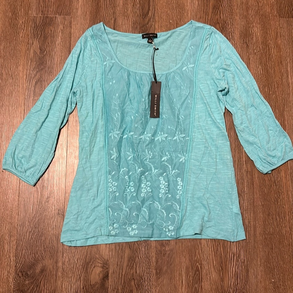 brand new women’s blue willi smith top